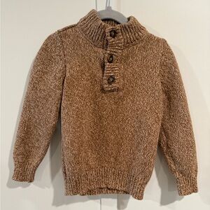 Boy’s Brown Sweater with Button Collar. Cozy and comfortable.